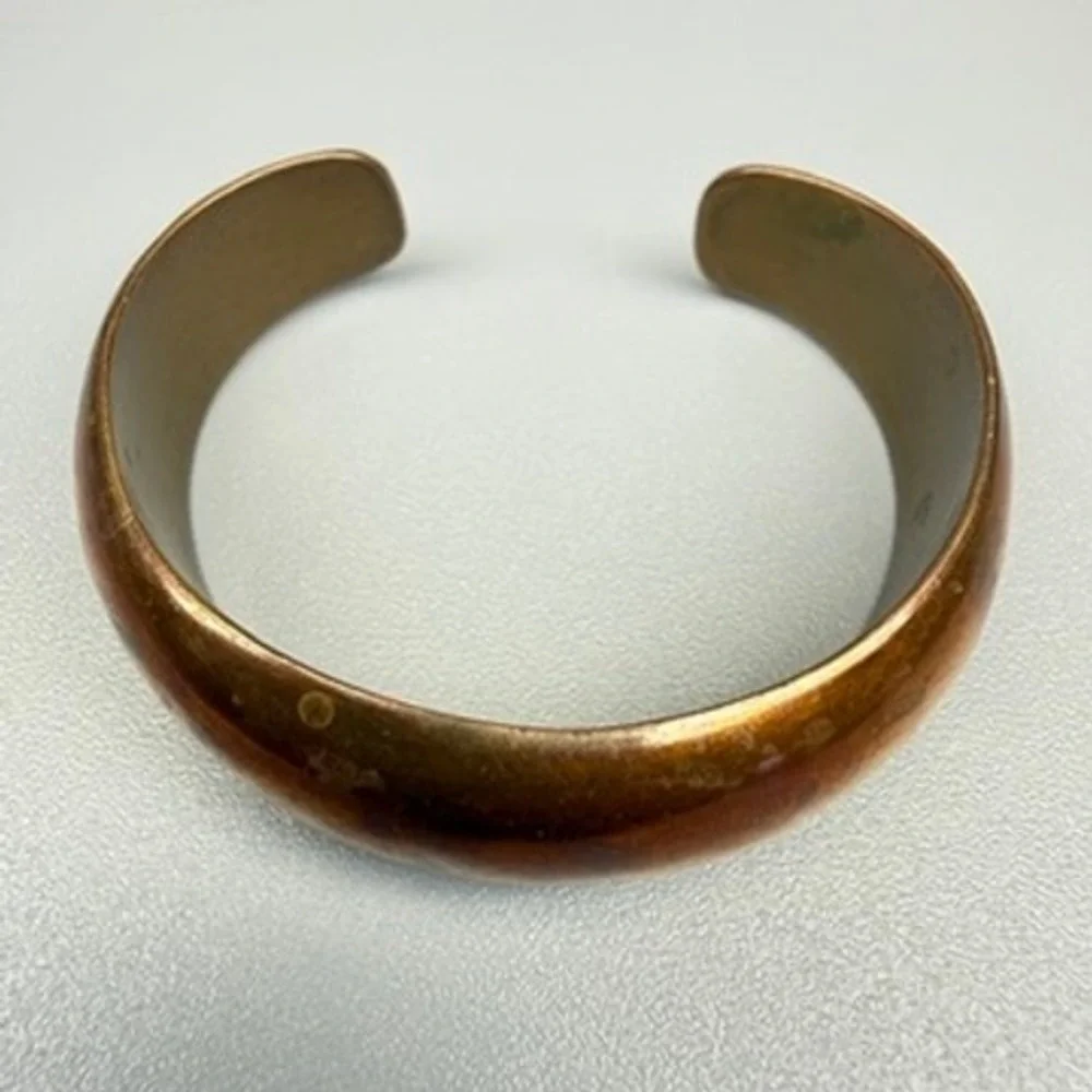 Vintage Copper Cuff Bracelet Stamped Cobre 1970s Chunky Boho 5.75